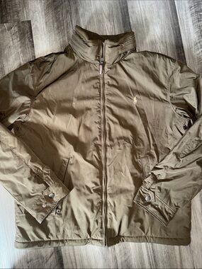 Polo Ralph Lauren large men’s coat hidden hood brown fleece lined jacket fall
